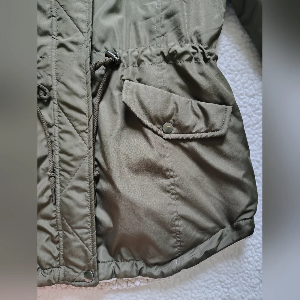 Sebby Women's Medium Reversible Green Anorak Hooded Jacket w/ Sherpa Lining - Picture 7 of 16
